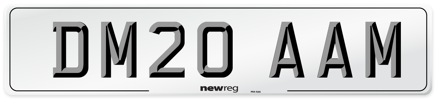DM20 AAM Number Plate from New Reg